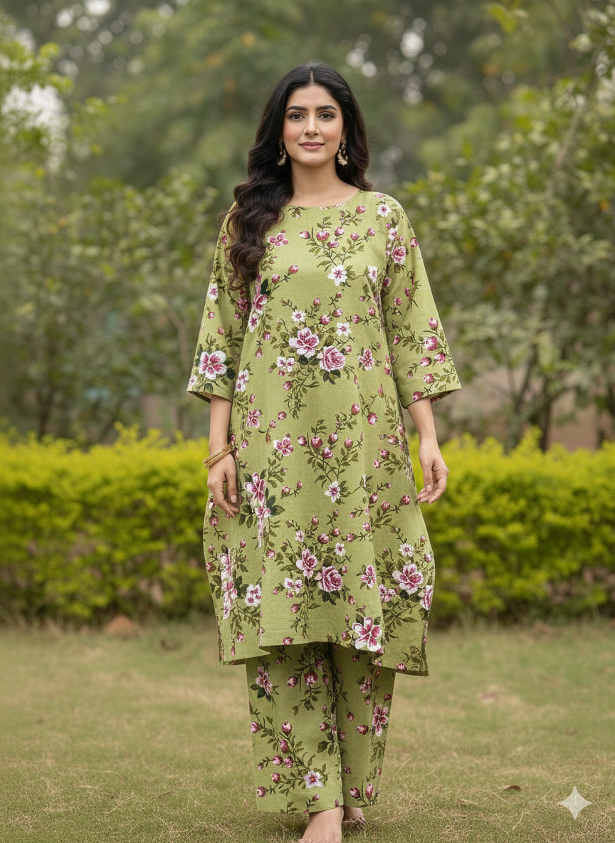 2 Piece Unstitched Digital Print Suit J-013