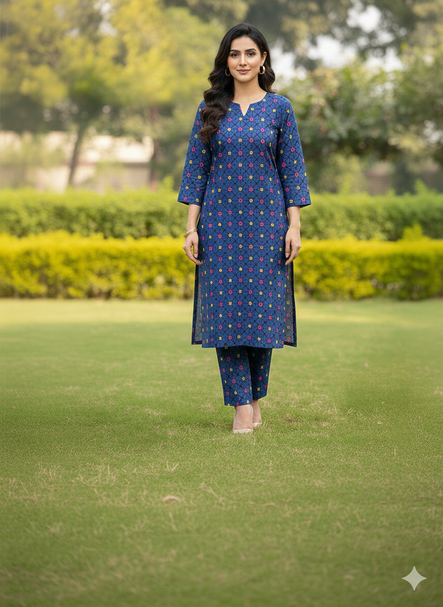 2 Piece Unstitched Digital Print Suit J-009
