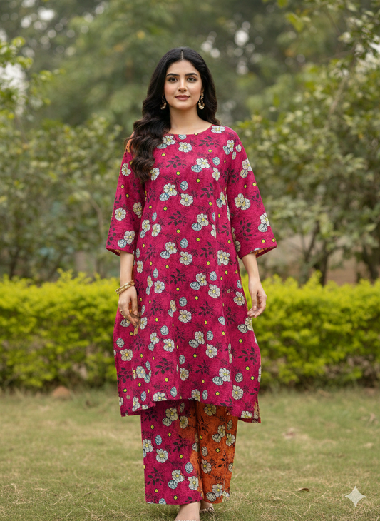 2 Piece Unstitched Digital Print Suit J-010