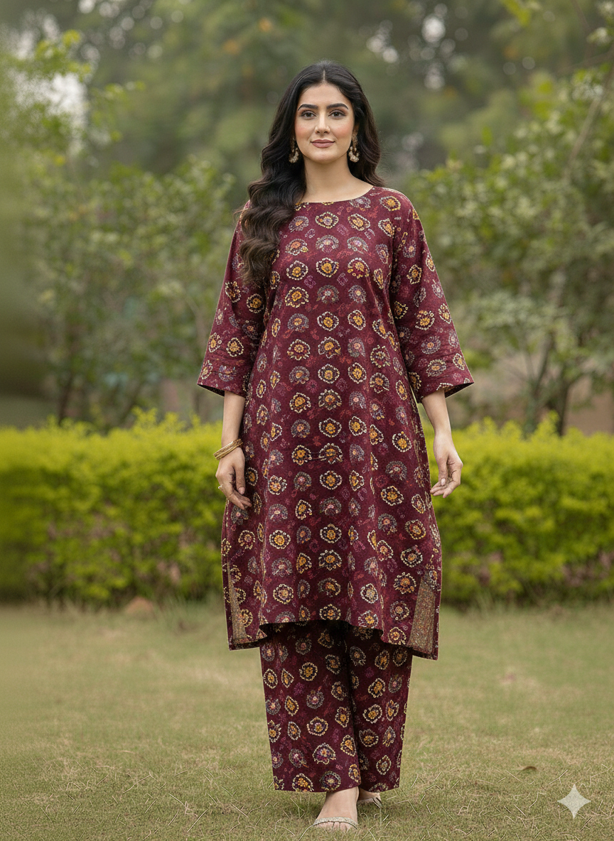 2 Piece Unstitched Digital Print Suit J-014