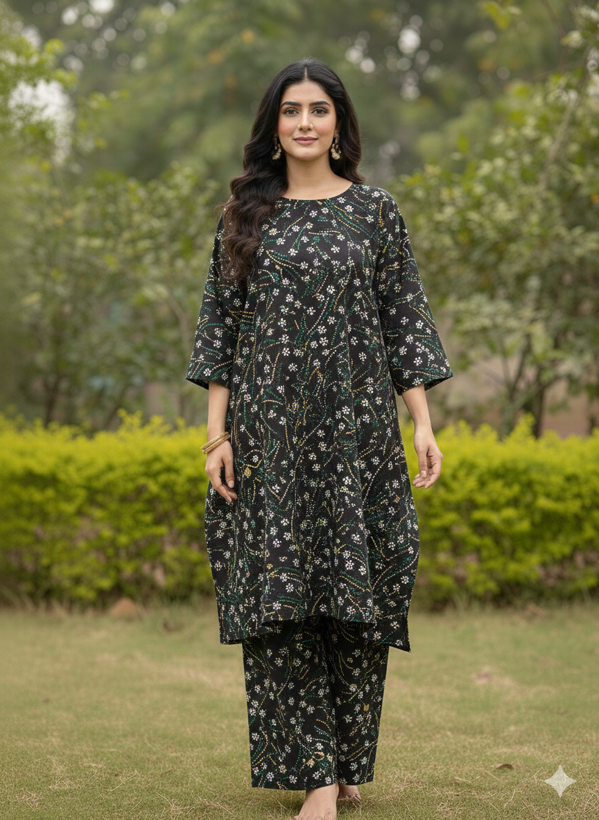 2 Piece Unstitched Digital Print Suit J-016